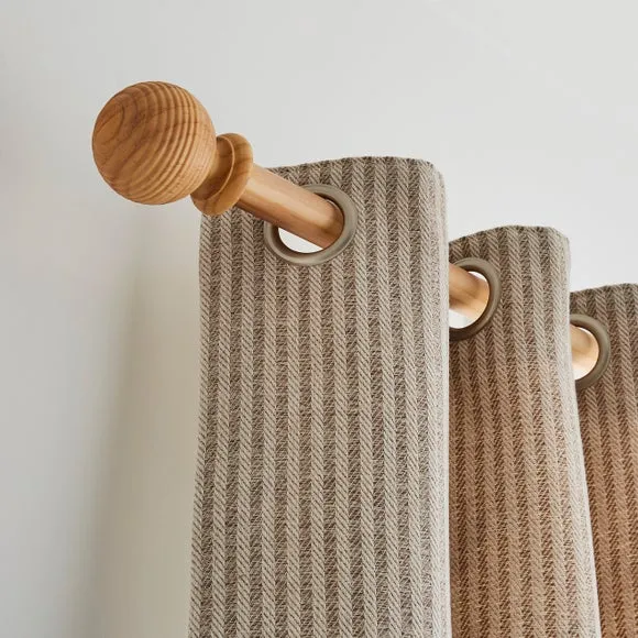 Ribbed Ball Wood Curtain Pole 2