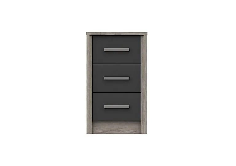 Euston 3 Drawer Bedside Chest - Grey Oak/Graphite Gloss