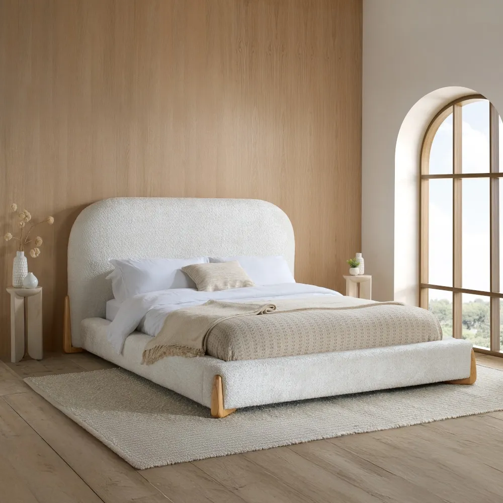 Amalfi - Double - Low Footend Bed - White - Fabric - 4ft6