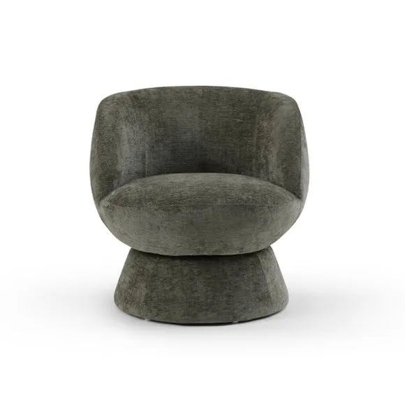 Tulip Chenille Curved Swivel Accent Chair 4