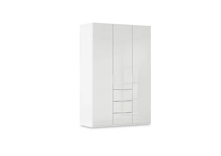 Haven 151cm 3 Door Combi Wardrobe with Glass Doors - Alpine White