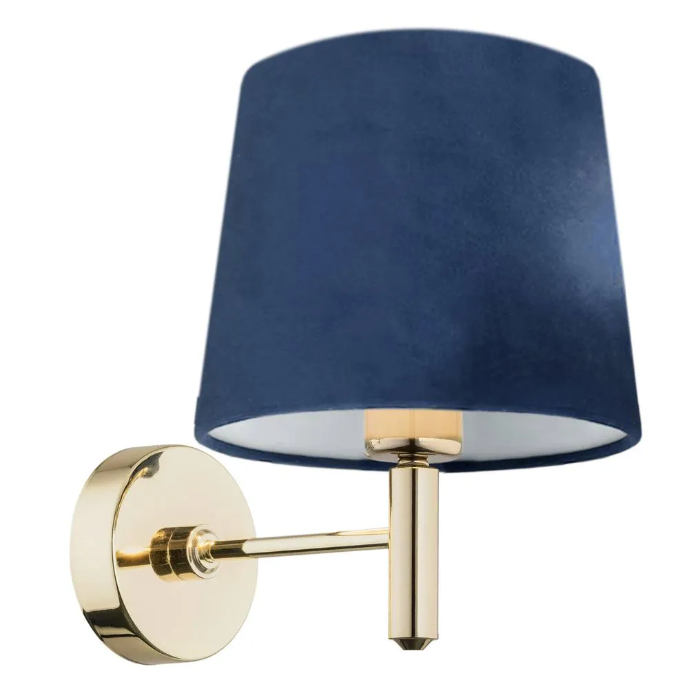 Netlighting Ponte Wall Lamp With Shade Navy Blue Dark Brass Steel