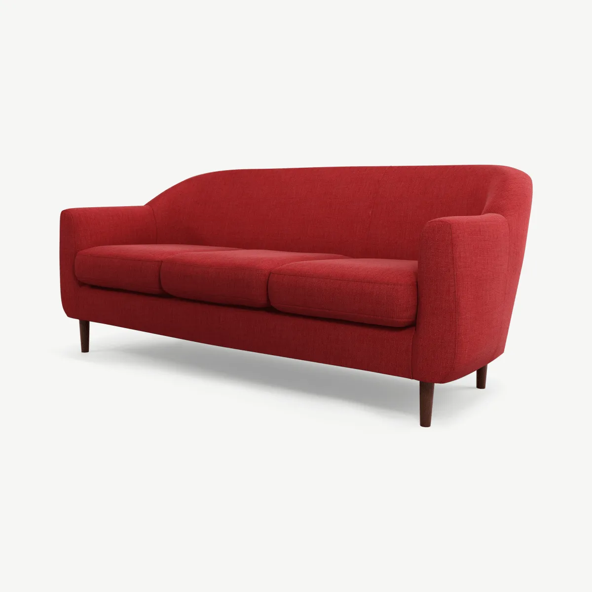 Tubby 3 Seater Sofa, Postbox Red Fabric with Dark Wood Legs