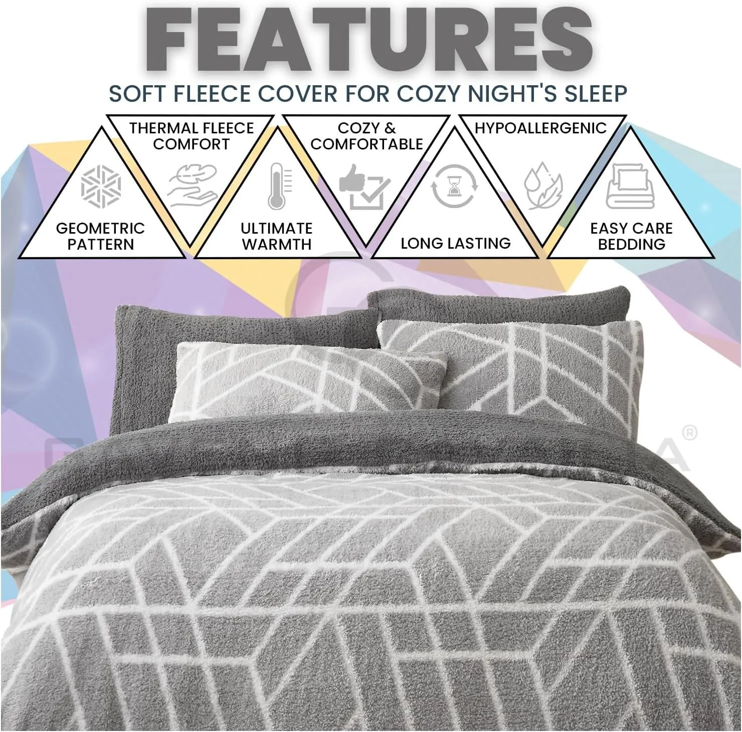 GAVENO CAVAILIA Ely Geo Printed Duvet Cover in Grey 3