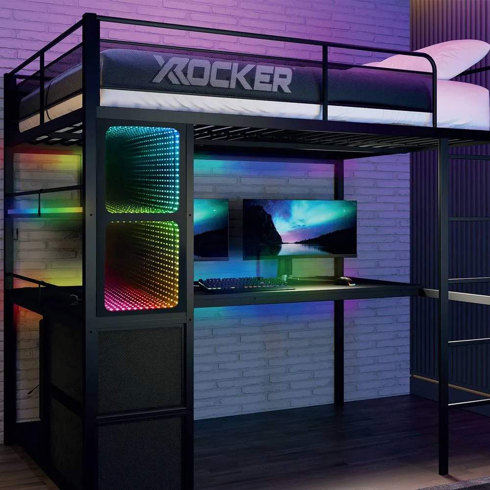 X Rocker Battlebunk XL Infinity RGB with App-Controlled LED Lights in Black