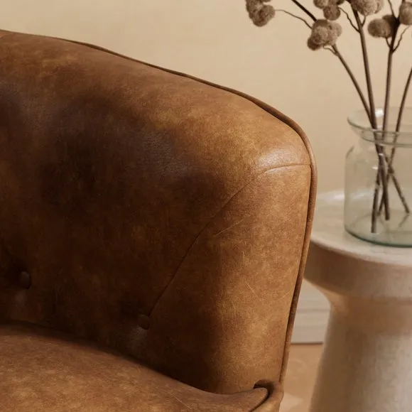 Cindi Button Back Faux Leather Tub Chair 4