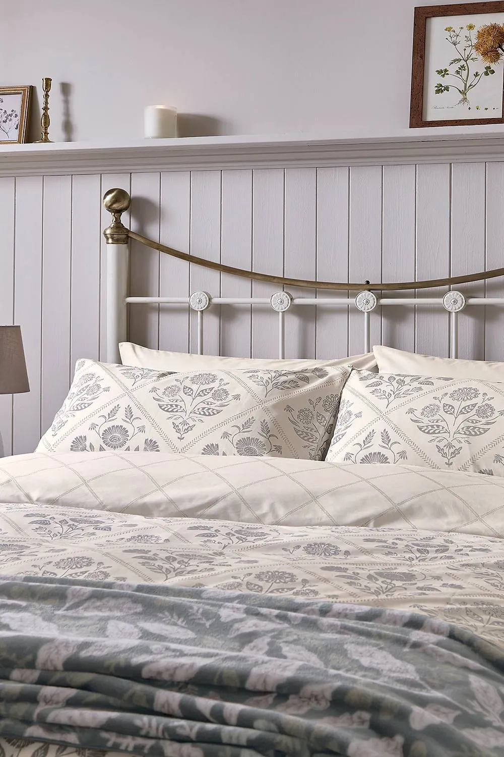 Helena Springfield 'Folk Trellis' Cotton Duvet Cover Set in Charcoal 2