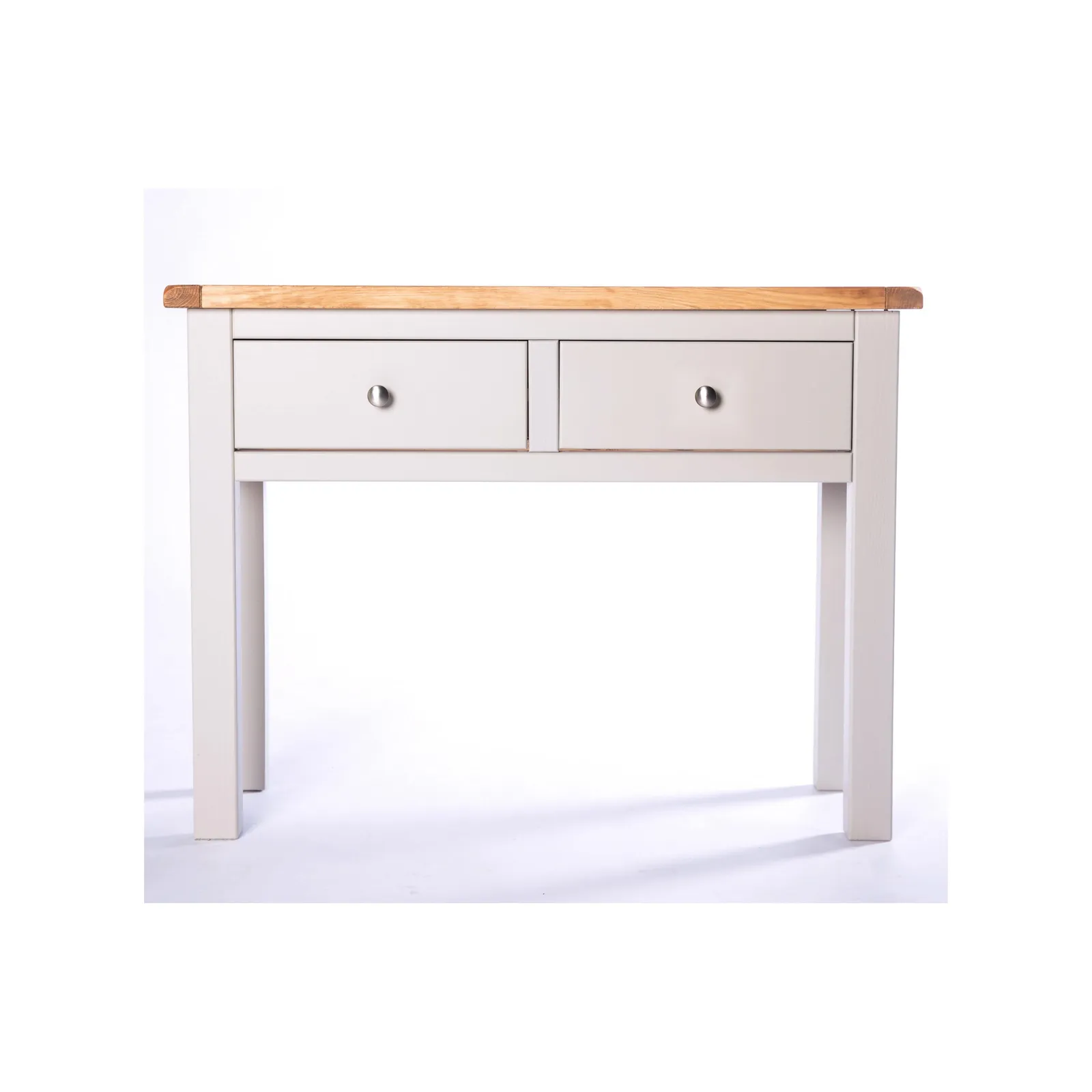 Cabinet Bits Argenta Light Grey 2 Drawer Console Table Satin Chrome Knob