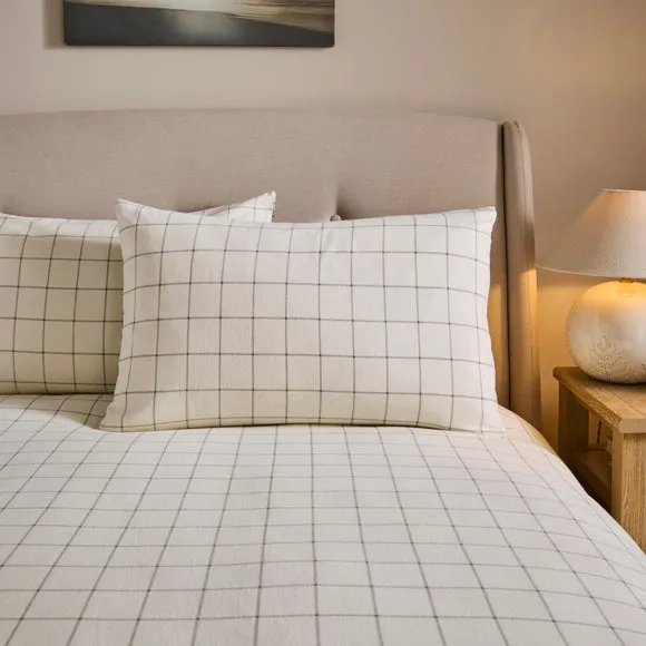 Salvage Yard Check 100% Brushed Cotton Duvet Cover & Pillowcase Set 6