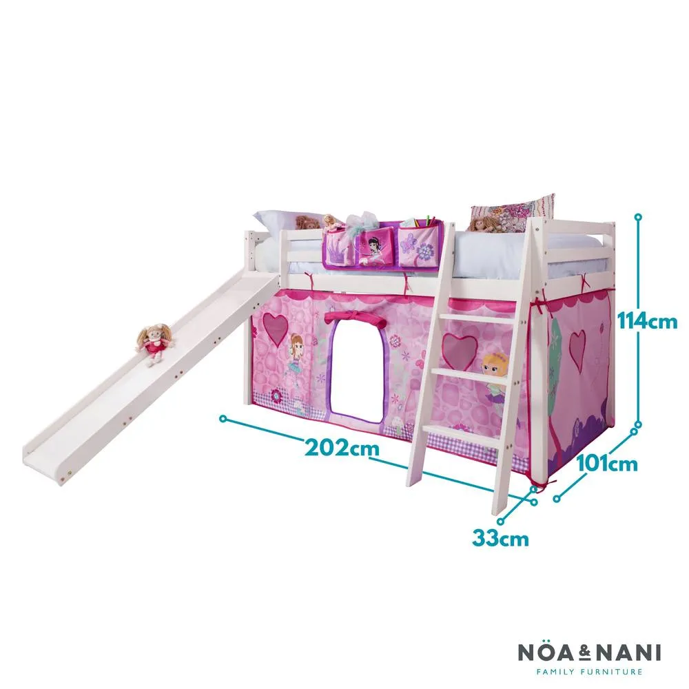 Nöa and Nani Moro Cabin Bed Midsleeper with Slide and Fairies Tent in White 5