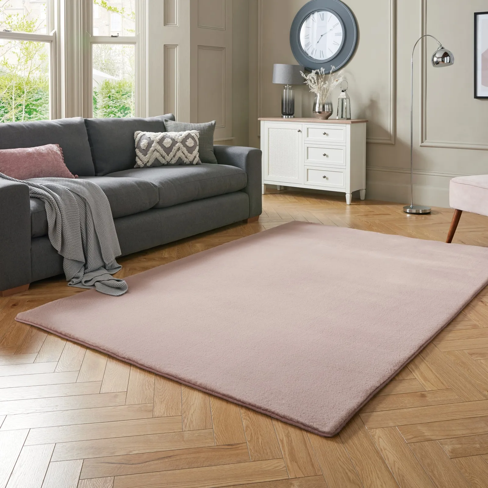 Faux Fur Supersoft Lush Rug Blush