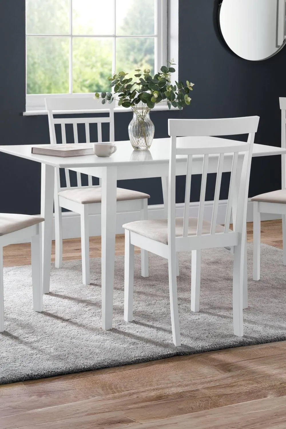 Julian Bowen Rufford Square to Rectangular Extending 4 Seater Dining Table in White
