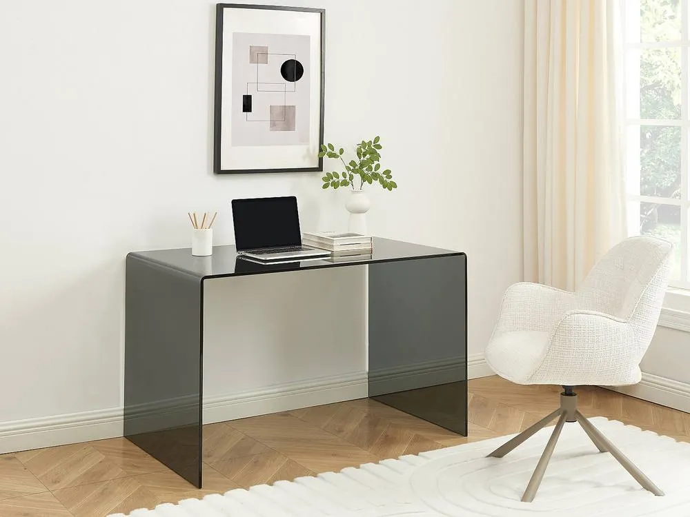 Vente-unique Desk - Smoked Tempered Glass - Black - ELSTRON in Clear