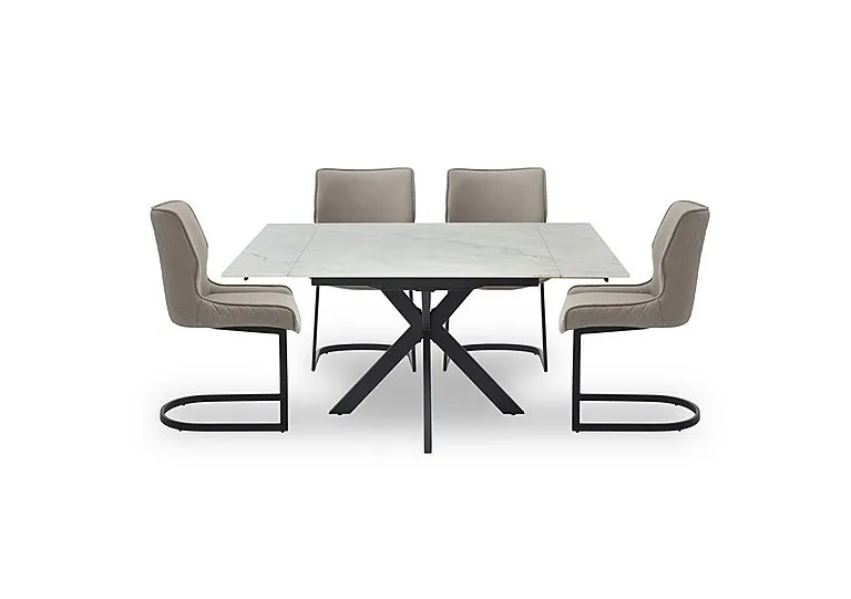 Clio Draw Leaf Extending Dining Table and 4 Cupra Chairs - Taupe