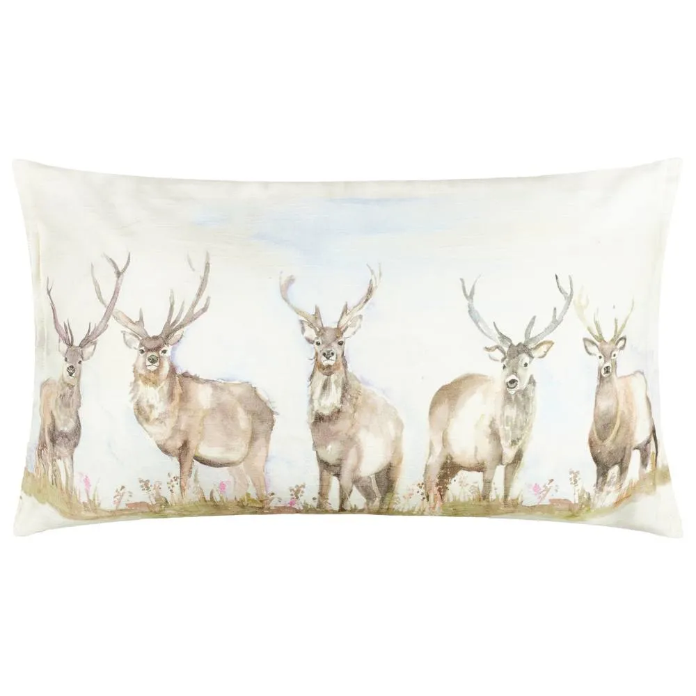 Voyage Maison Moorland Stag Reversible Water-Resistant Outdoor Cushion in Beige 2