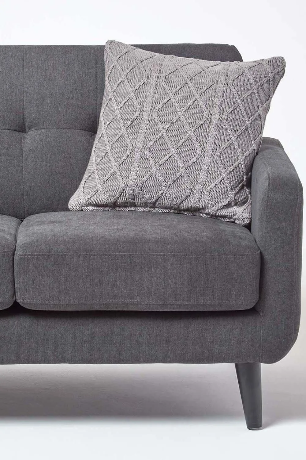 Homescapes Diamond Cable Knit Cushion Cover in Grey 4