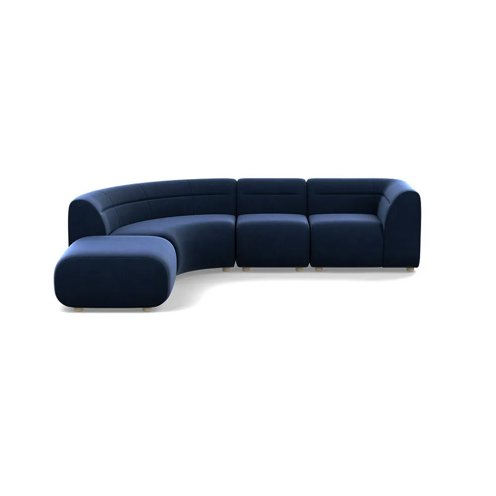 Heal's Lilli Left Hand Facing Curved Corner Sofa Smart Velvet Dusk Natural Beech Feet 1