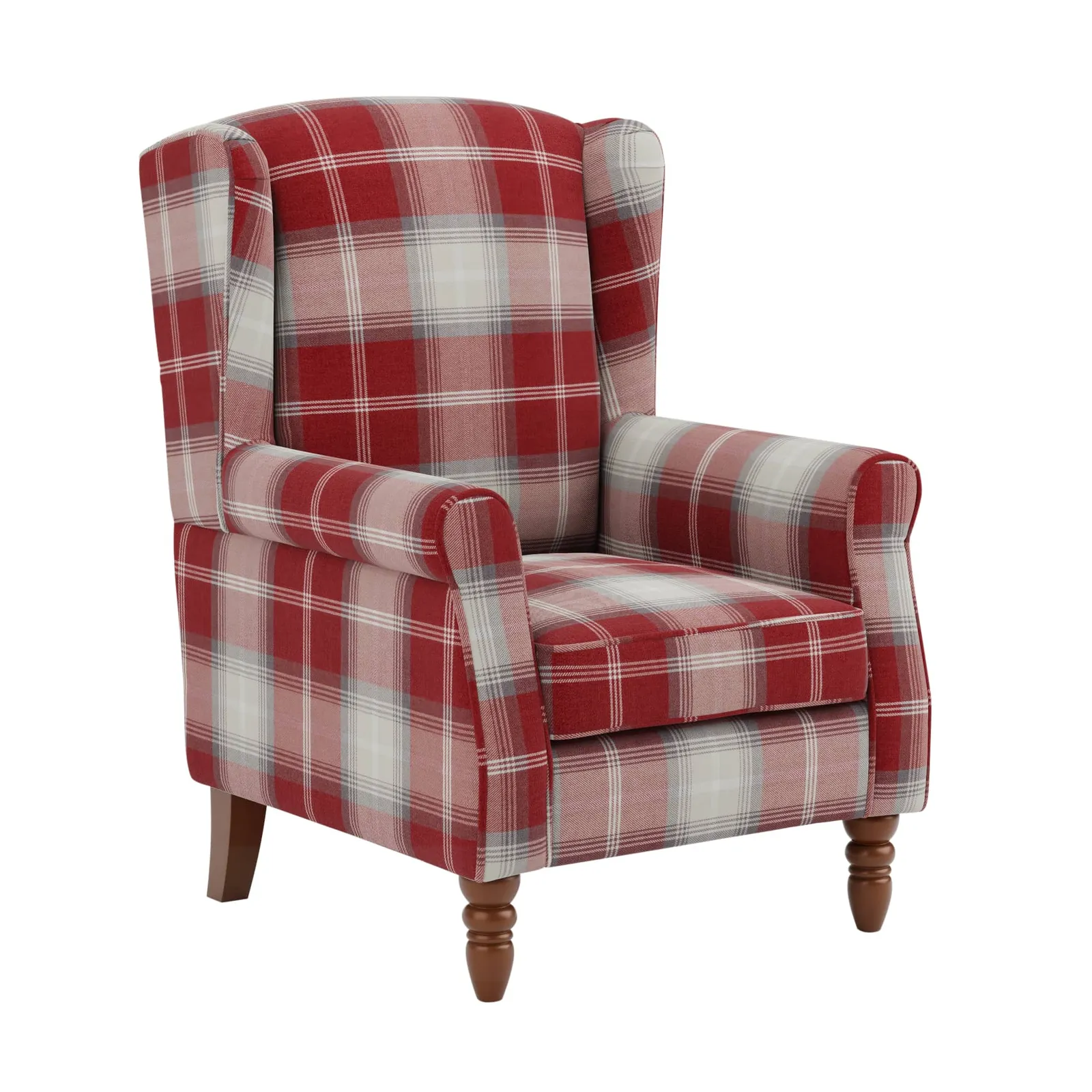 Oswald Check Wingback Armchair Red/White