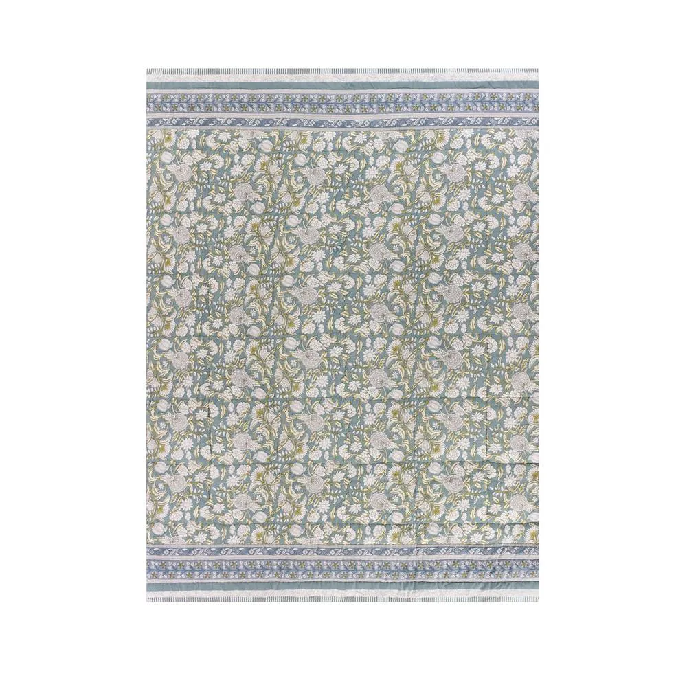 Wylder Annabelle 100% Cotton Floral Quilted Bedspread in Blue 4