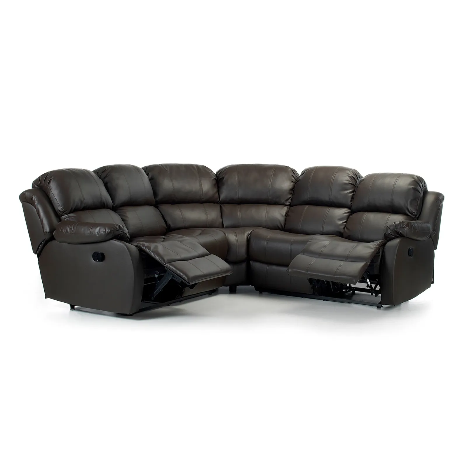 Anton Bonded Leather Reclining Corner Sofa Brown