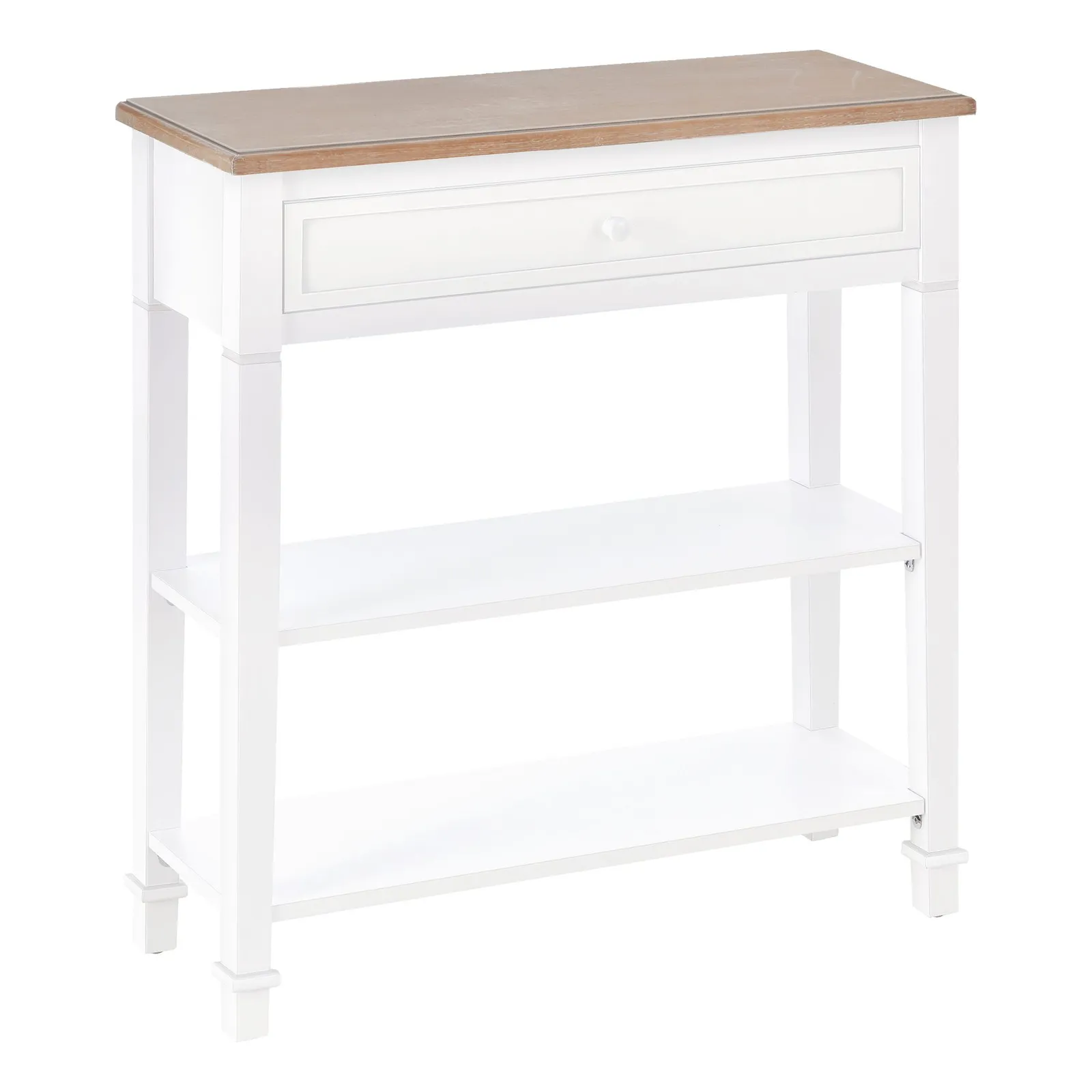 HOMCOM White Console Table Hallway Side Desk with Drawer 2 Shelves Worktop 2