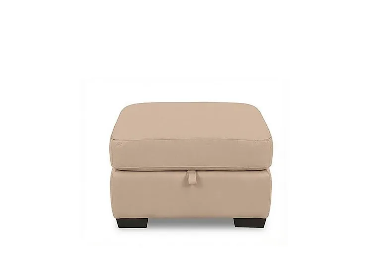 Saffron Leather Storage Footstool - BV Pebble