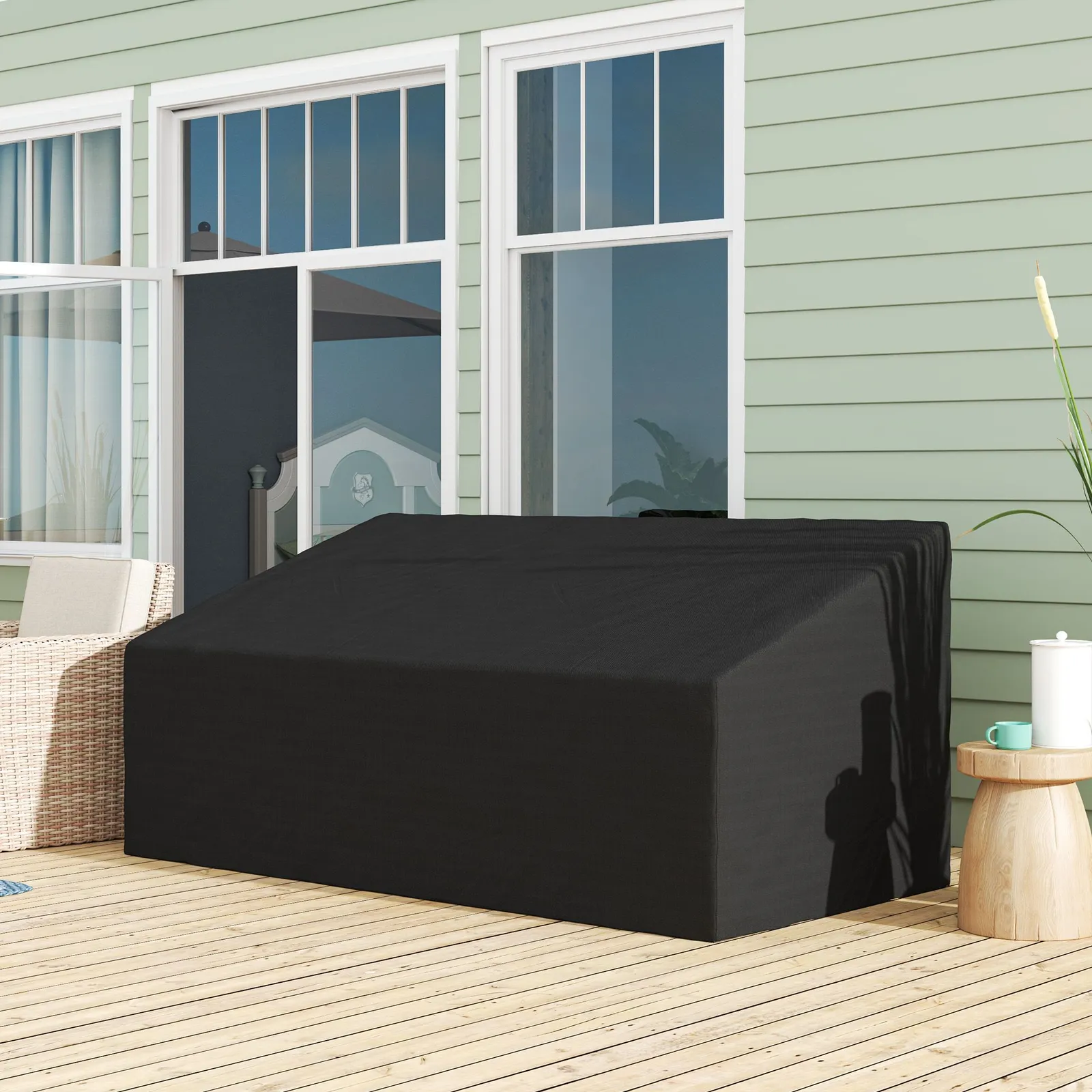 OUTSUNNY 3 Seater Rain Cover Garden Sofa Chair Bench Protector 218x111x101cm in Black