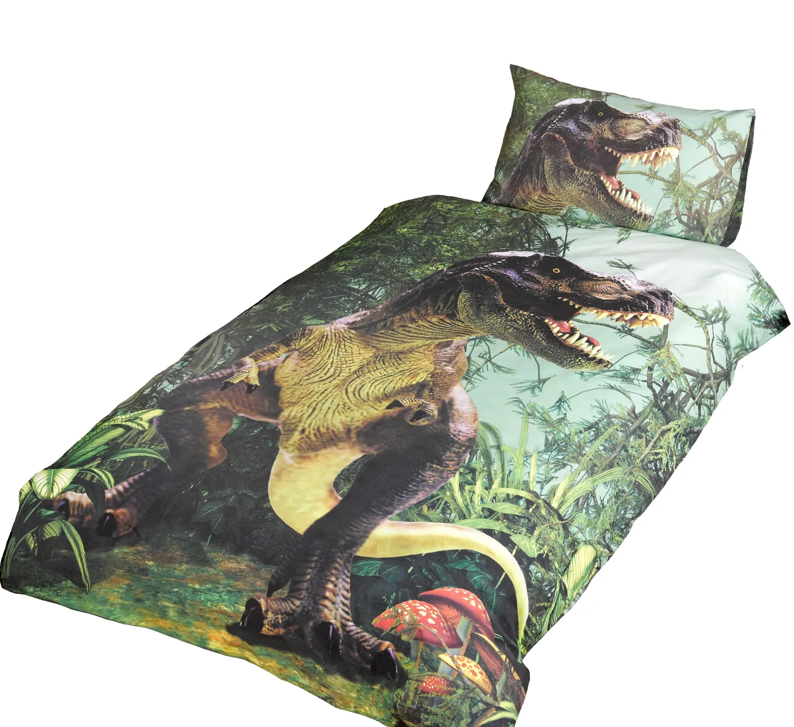 Rapport Home T Rex Polycotton Duvet Cover Set With Pillowcase in Dark Green 2