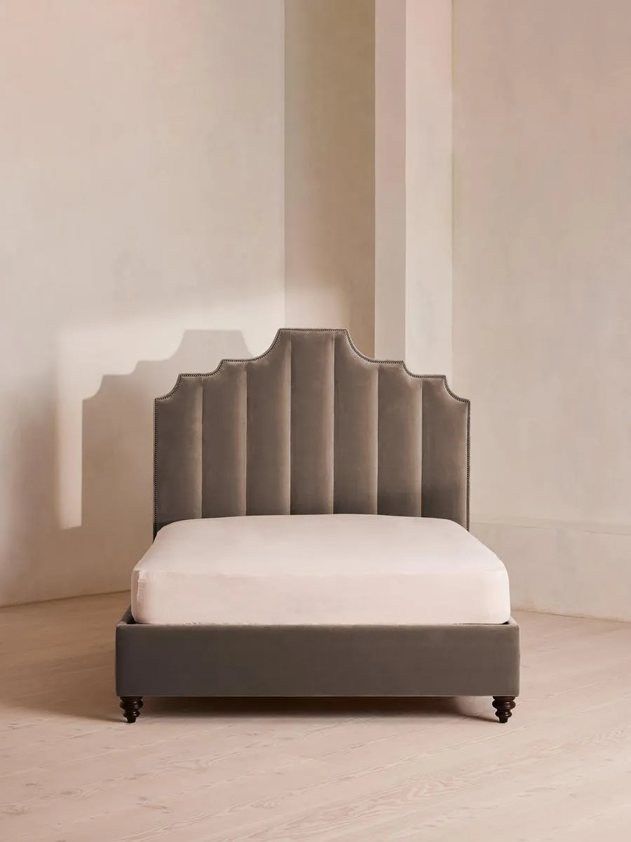 Gerrard Bed, Double, Velvet, Taupe