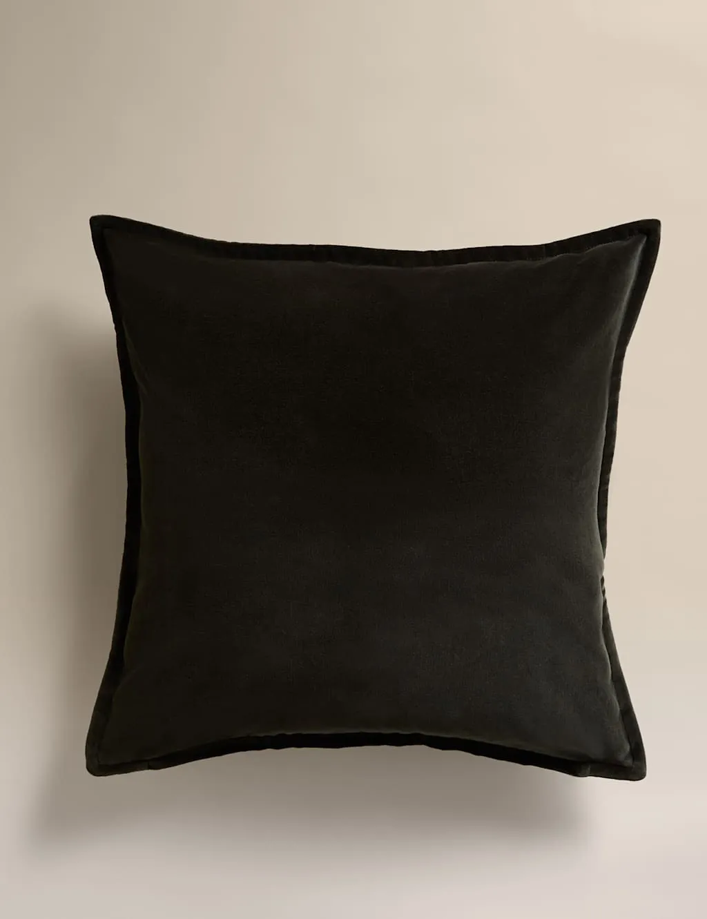 M&S Pure Cotton Velvet Cushion Dark Olive