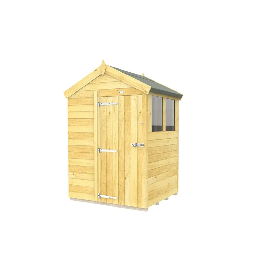 Buttercup Farm 5 x 4 Feet Apex Shed - Single Door W/ Windows - L127 x W147 x H217 cm in Brown
