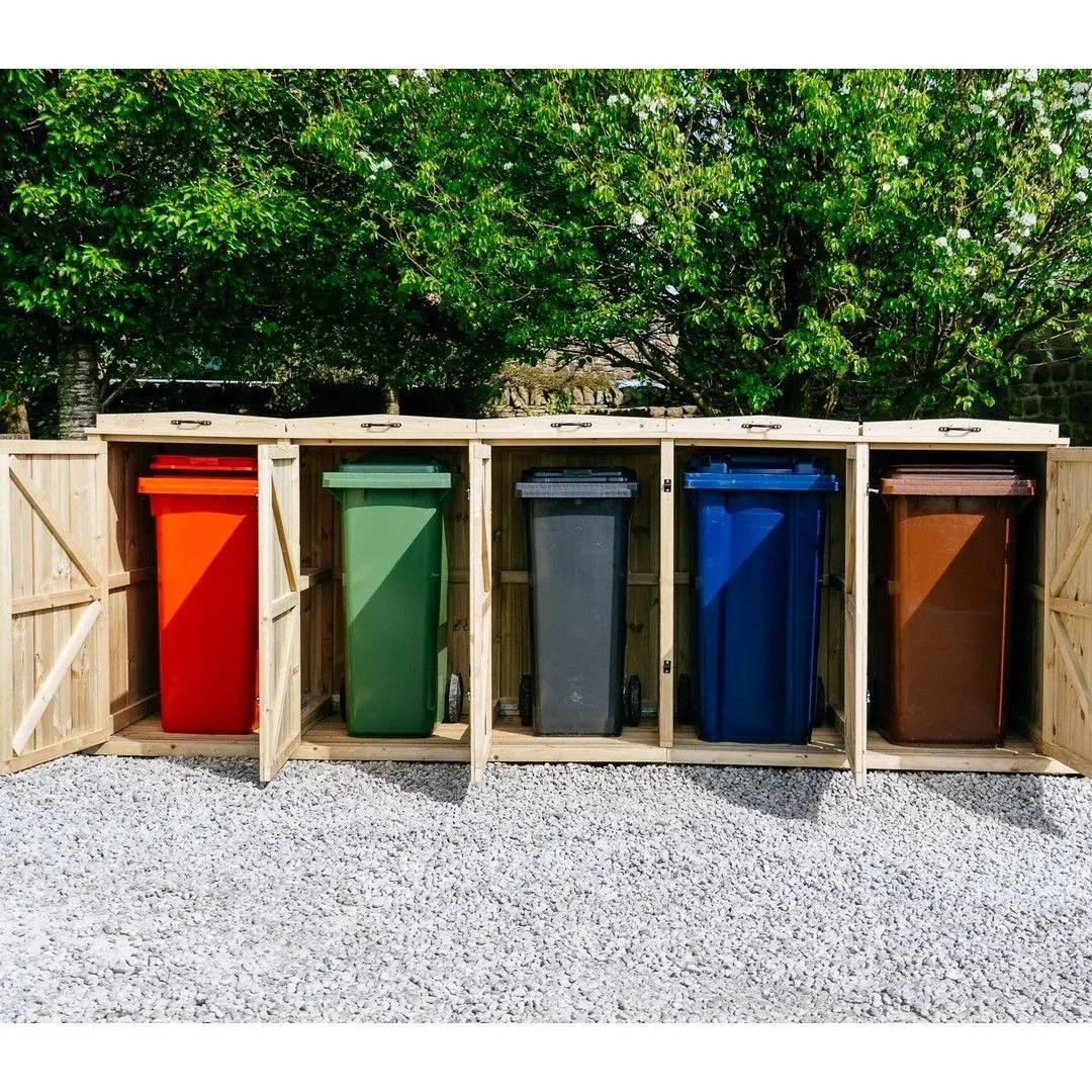 Buttercup Farm Chatburn Quintet Wheelie Bin Store, Timber, Fits 5 x 360L Wheelie Bins in Brown