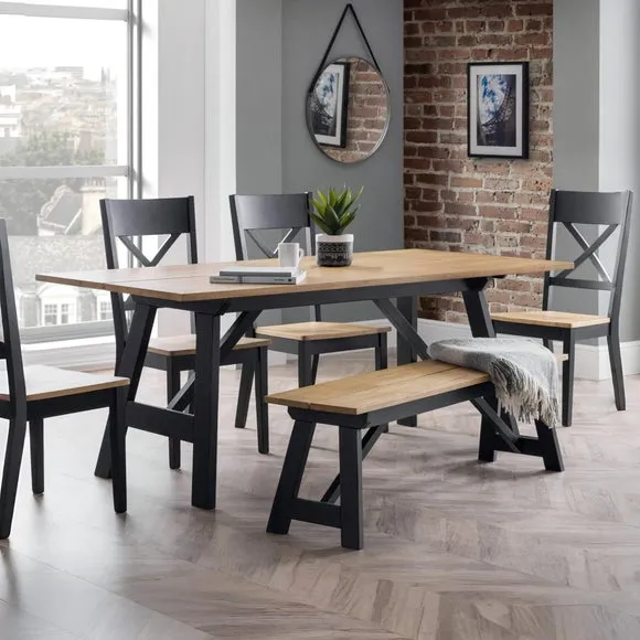 Hockley 6 Seater Rectangular Dining Table, Natural & Black
