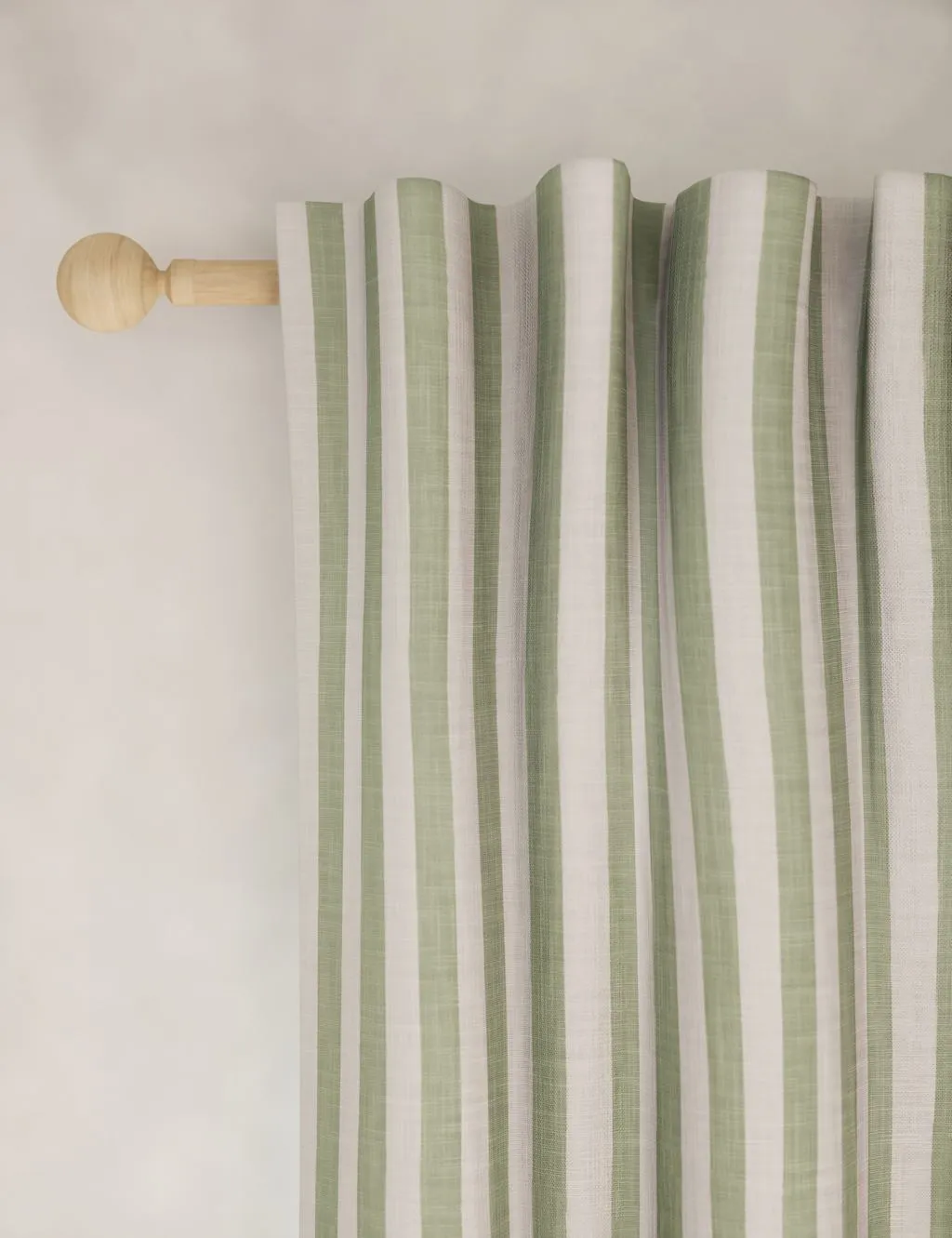 M&S Pure Cotton Striped Multiway Curtains Green Mix