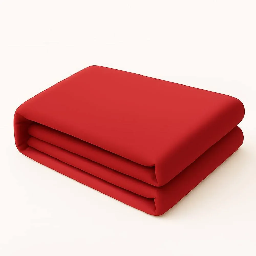 Homes-Linen Plain Dyed Flat Sheet Polycotton Blend Easy Care Bed Linen in Red