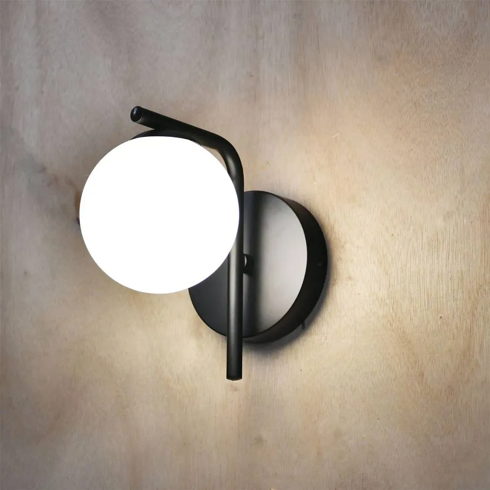 First Choice Lighting Grosvenor - Black Wall Light with Glass Globe 3