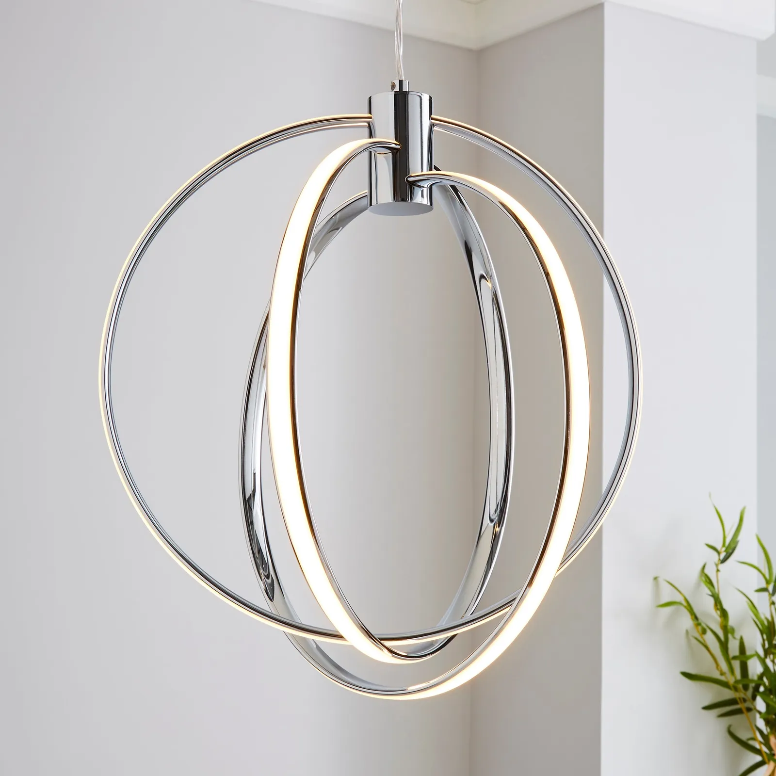 Pegasus 3 Light Integrated LED Hoops Chrome Ceiling Fitting Silver