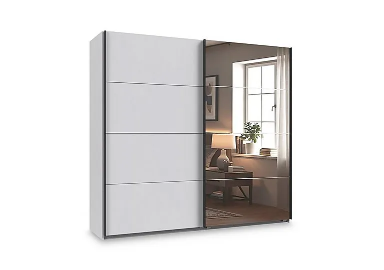 Antoni 225cm 2 Door Decor Sliding Wardrobe with 1 Decor and 1 Mirror Door