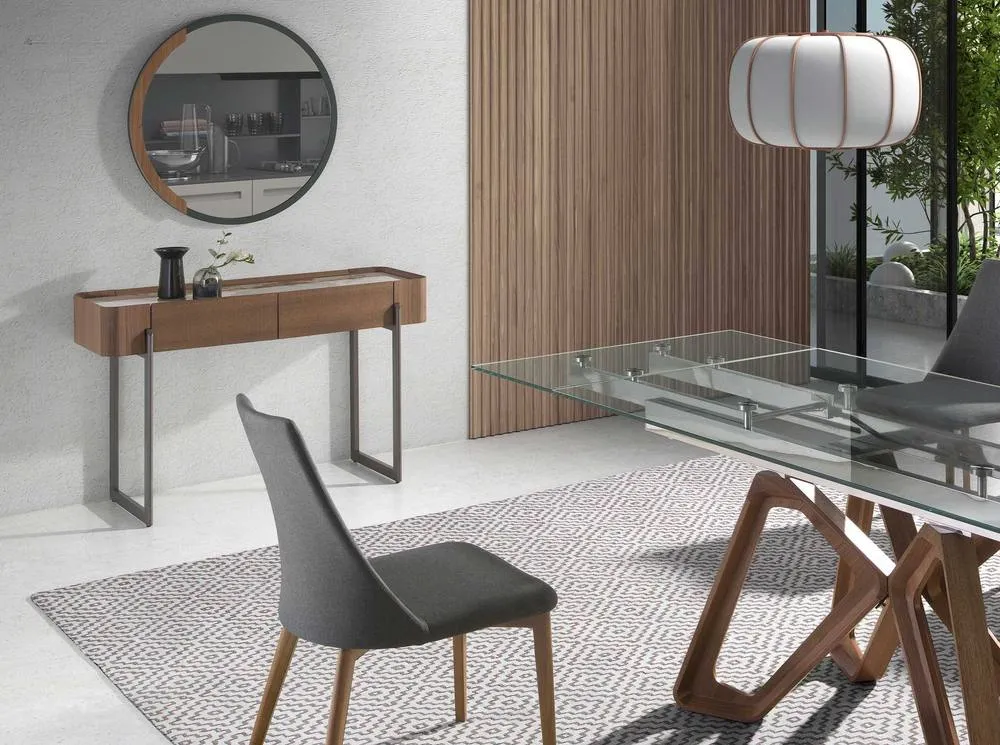 Angel Cerda Walnut-Veneer Console Table with White Porcelain in Brown 3