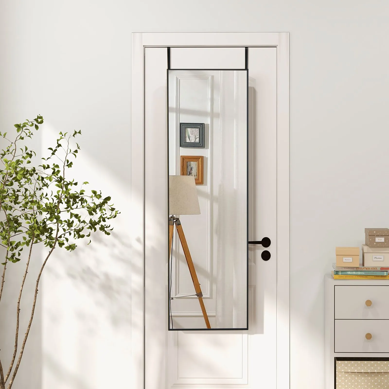 Costway 2 IN1 Full Length Mirror Over the Door Dressing Mirror Wall Mounted Mirror in Black 3
