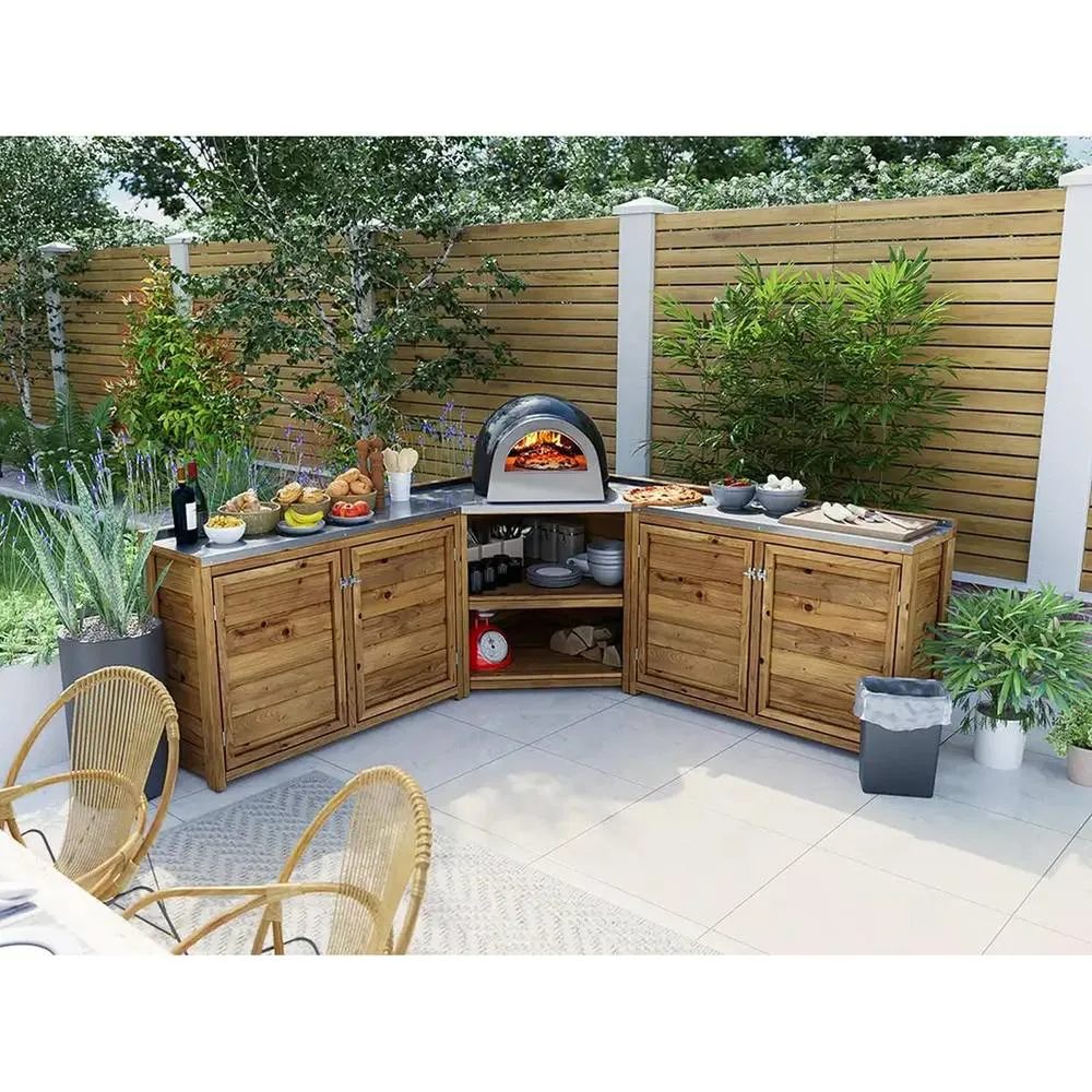 Dunster House Wooden Garden Kitchen Unit J-Configuration W2m x D2m / W7' x D7' in Brown 4