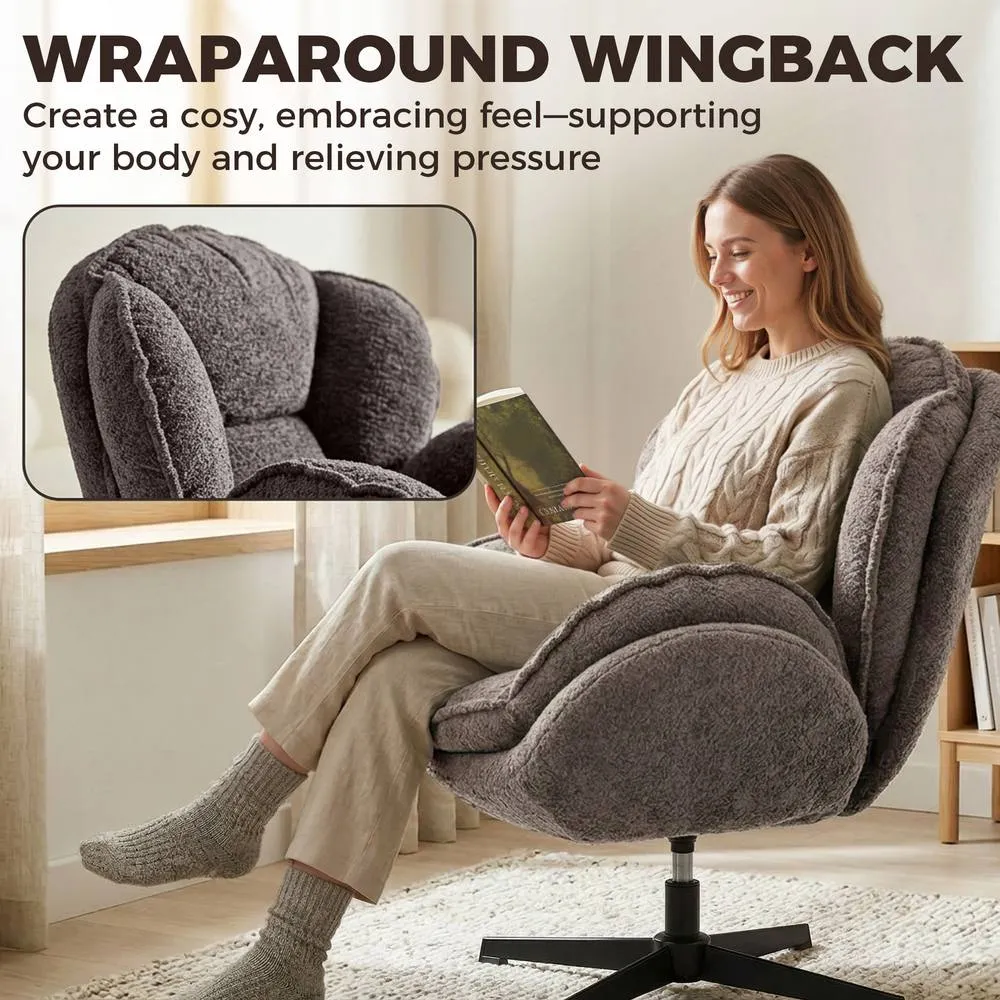 HOMCOM Accent Chair with 360° Swivel for Living Room in Grey 4