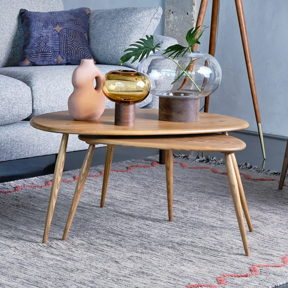 Ercol Pebble Pair of Coffee Tables in Vintage Ash 4
