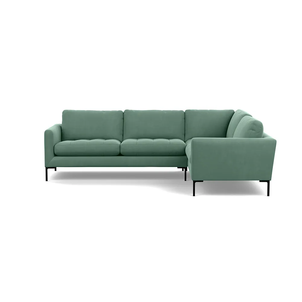 Heal's Eton Right Hand Facing Corner Sofa Smart Velvet Jade Black Feet