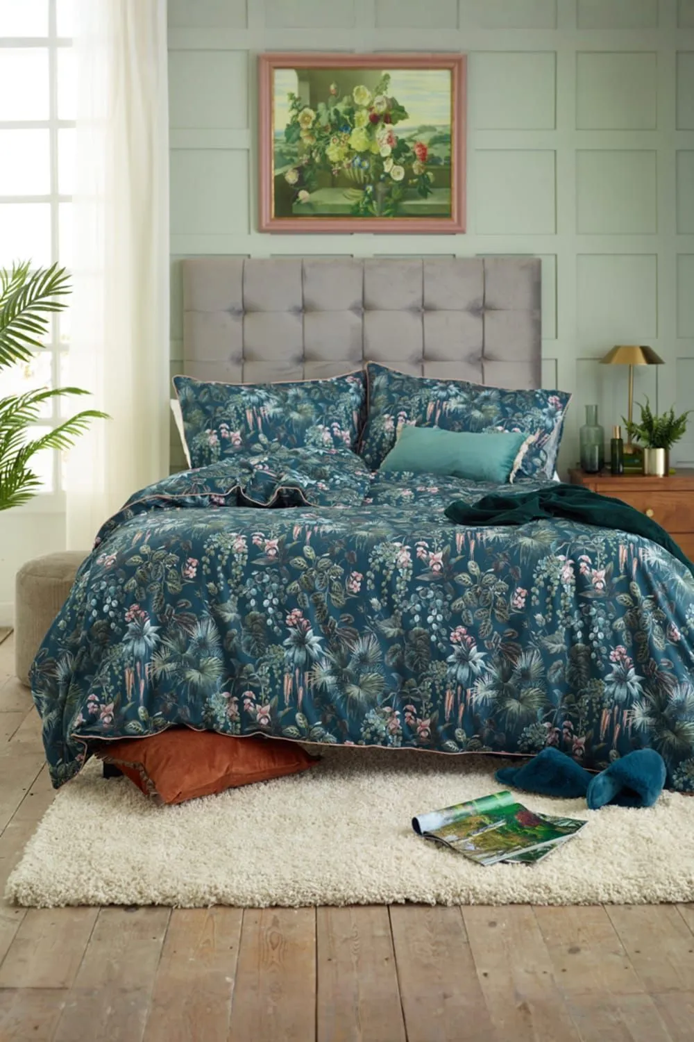Deyongs Tropical Leaves Digitally Printed Duvet Cover Set - 100% Cotton Soft Piped Bedding | 1846