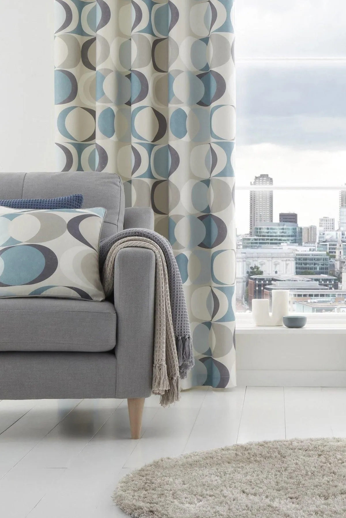 Fusion 'Sander' 100% Cotton Filled Cushion in Duck Egg Blue 2