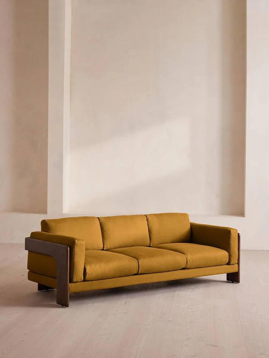Marcia Three Seater Sofa, Linen, Turmeric