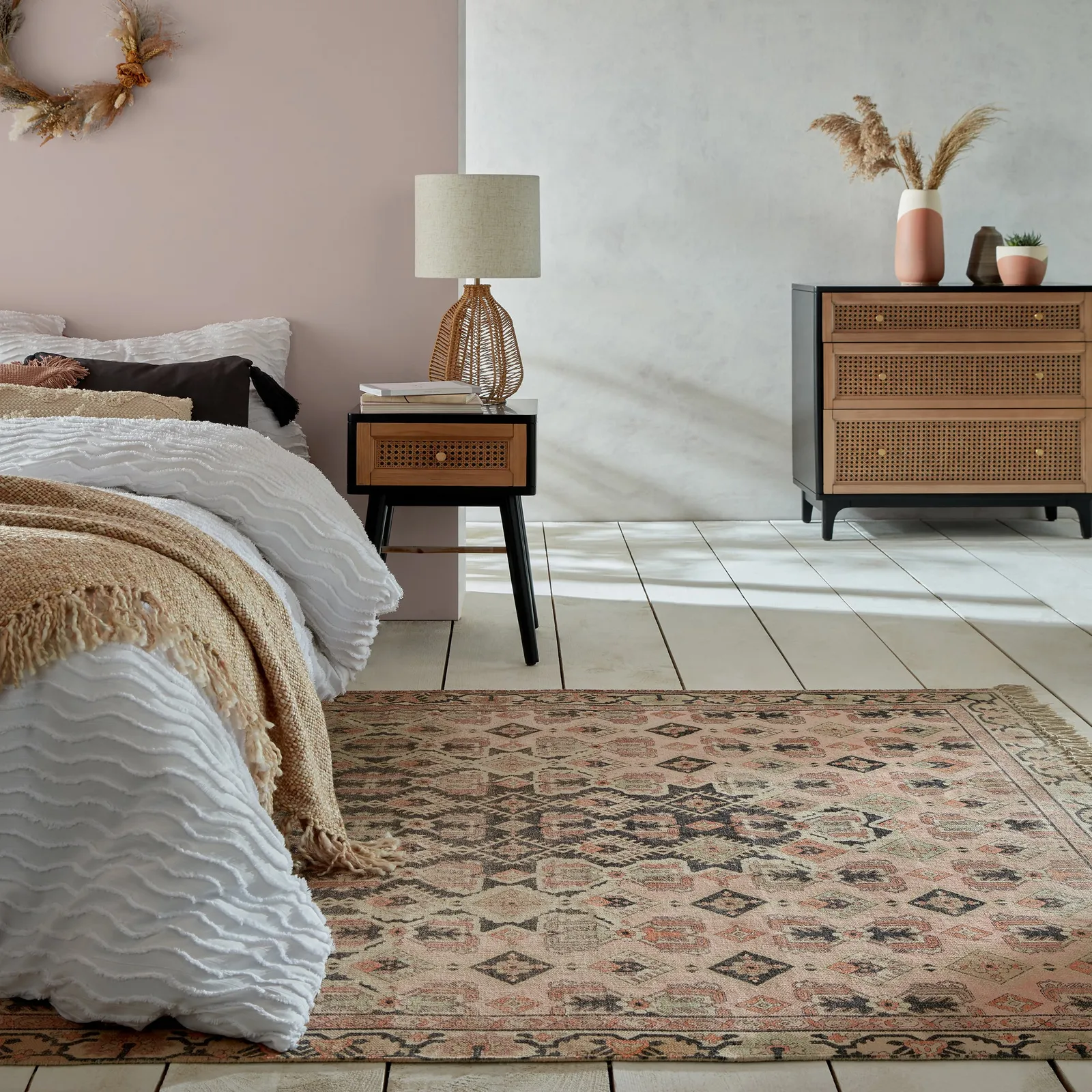 Jayda Flatweave Rug Pink and Peach