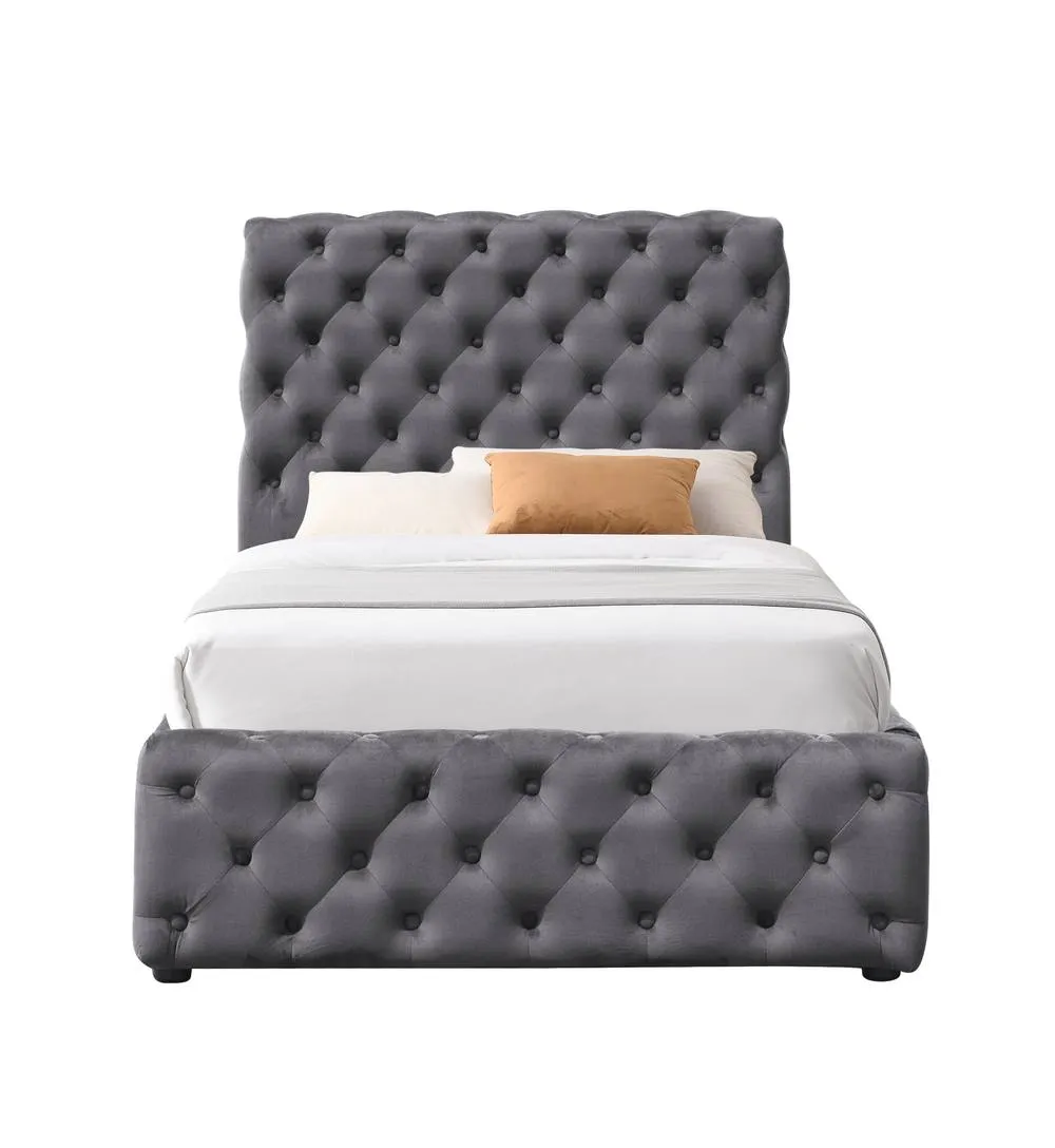 Comfy Living Ltd Tufted Fabric Gas Lift Ottoman Bed Frame in Grey 2