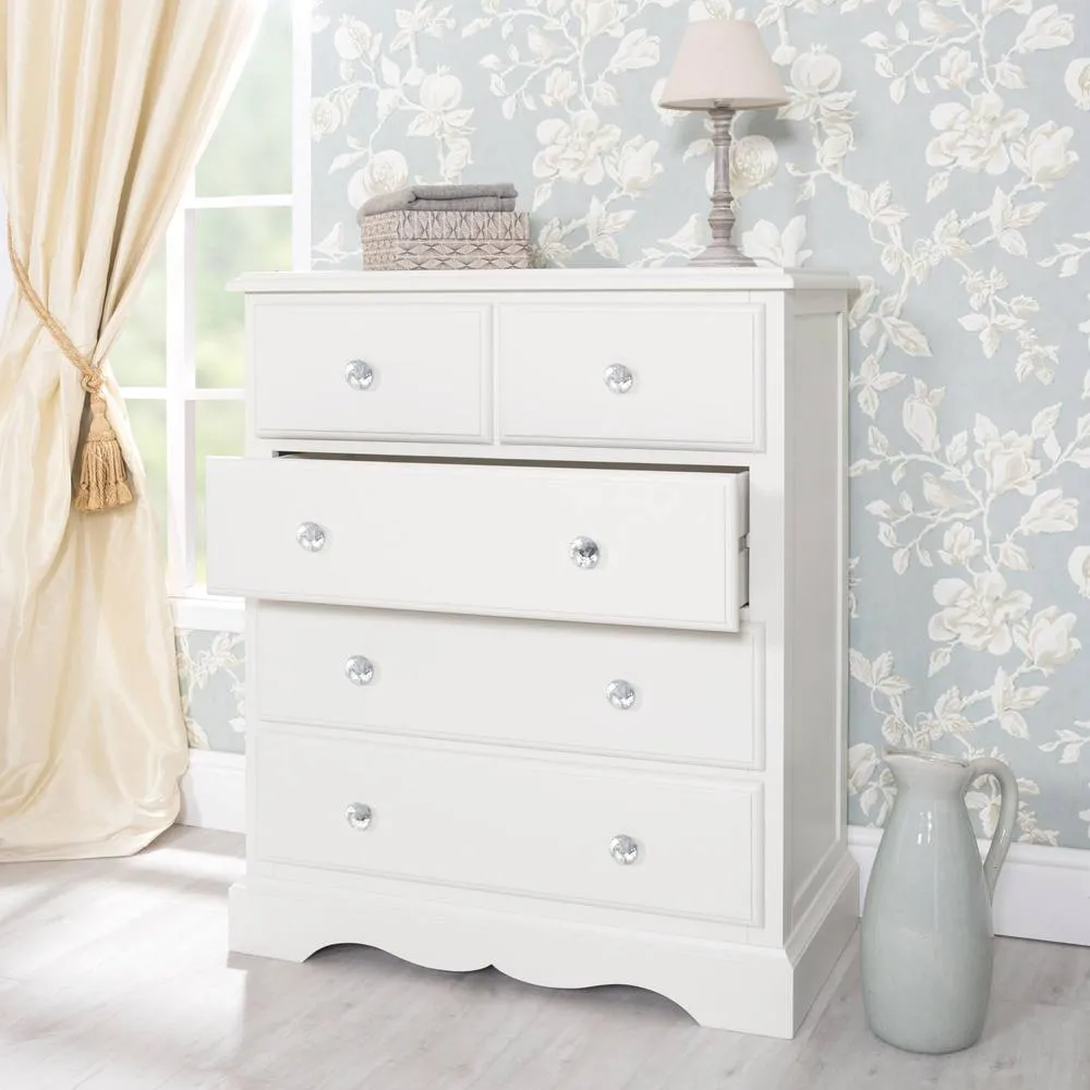 Statement Furniture Romance 2 Over 3 Chest of Drawers with Crystal Handles in Light Grey 3